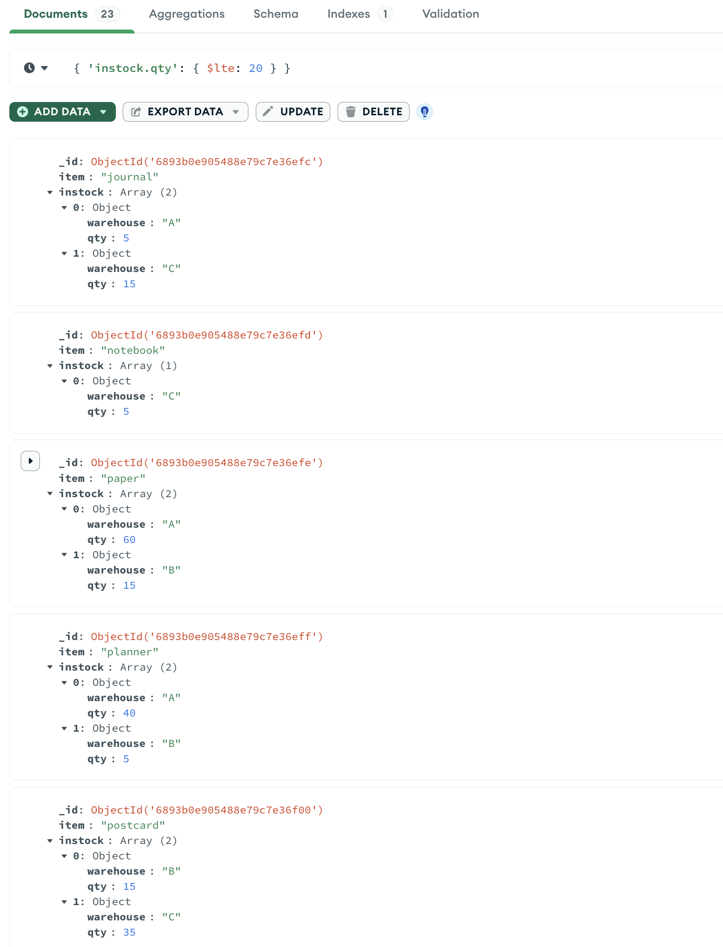 Query for embedded field matching single condition